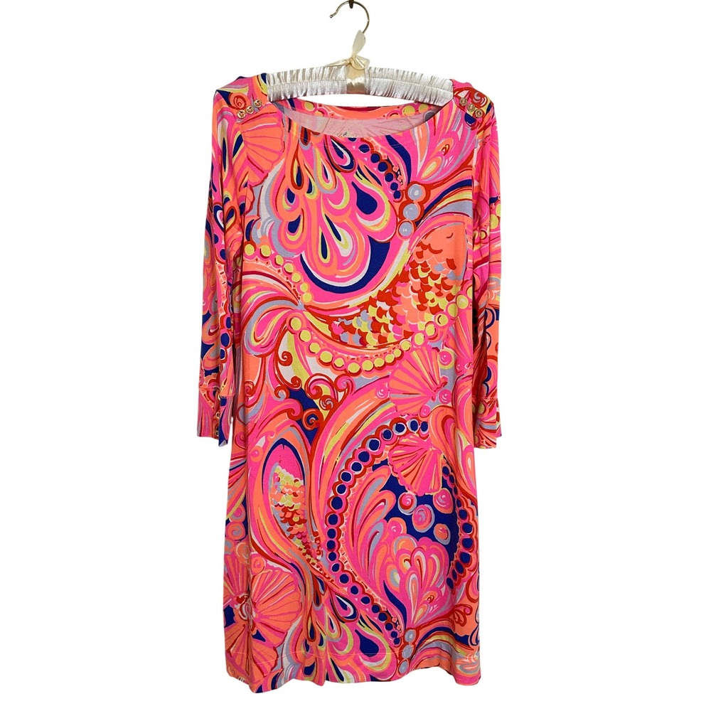Lilly Pulitzer Sophie Dress Size S‎ Pink Blue Reef Retreat Print Resortwear